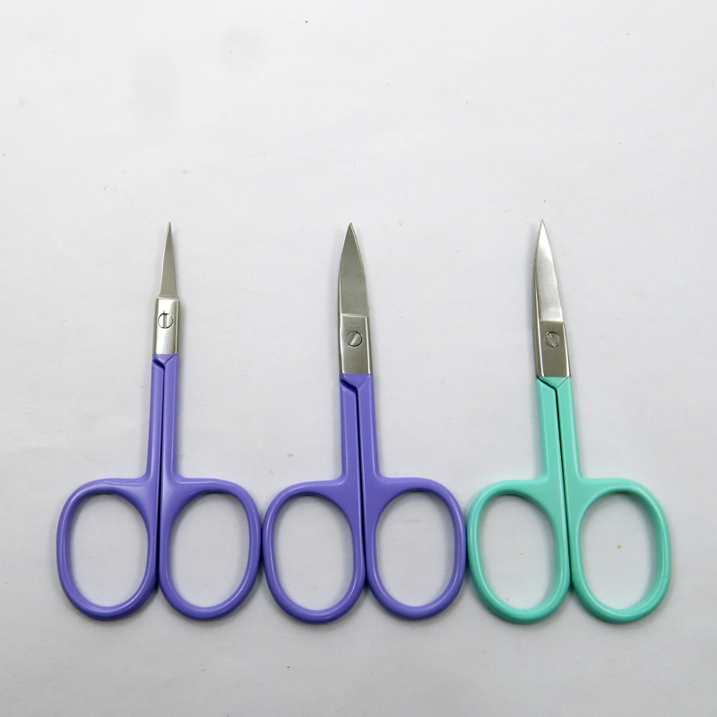 Colorful Coated High Quality Facial Trimming Tweezers Makeup Eyebrow Eyelash Hair Beauty Scissors