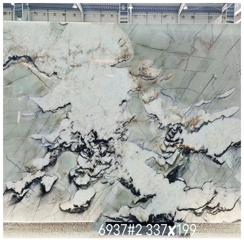 Luuxry Exotic Light Green Cristallo Tiffany Quartzite for Wall and Countertops