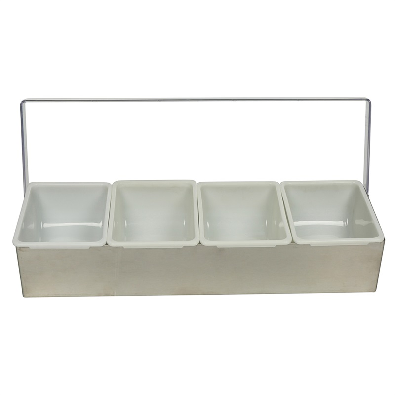 Commercial Kitchen Acrylic Metal Condiment Holder Set PP 4 Divider