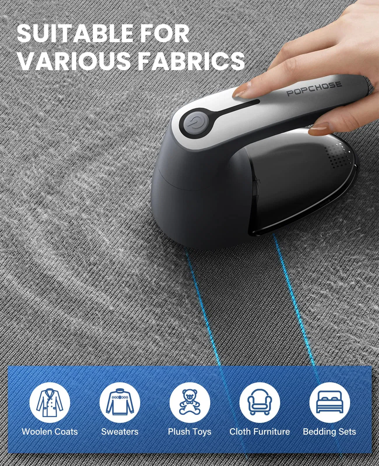 6-Blades Electrostatic Brush Effectively Quickly Remove Fuzz Fabric Shaver Rechargeable Lint Remover