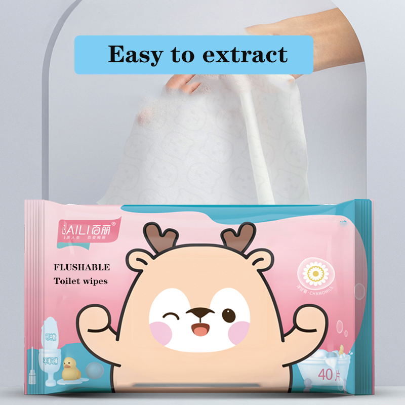 Wholesale Eco-Friendly Flushable Wet Toilet Paper Custom Logo Household Cleansing Wipes Biodegradable