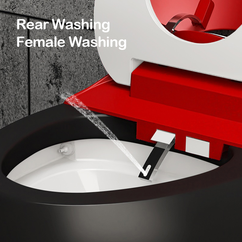 Black Red Egg Electric Toilet Bowl Automatic Flip Lid Intelligent Smart Toilet