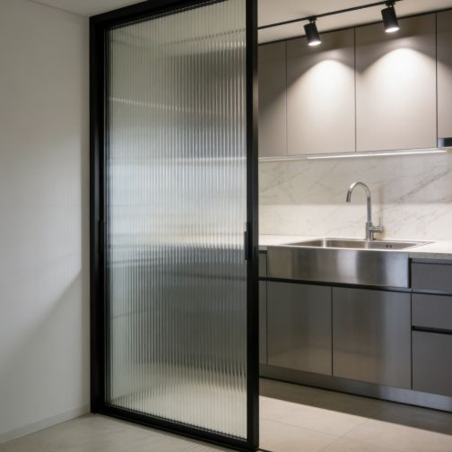 Kitchen and Bathroom Fluted/Frosted Glass Stain-Resistant Semi-Transparent Privacy Partition