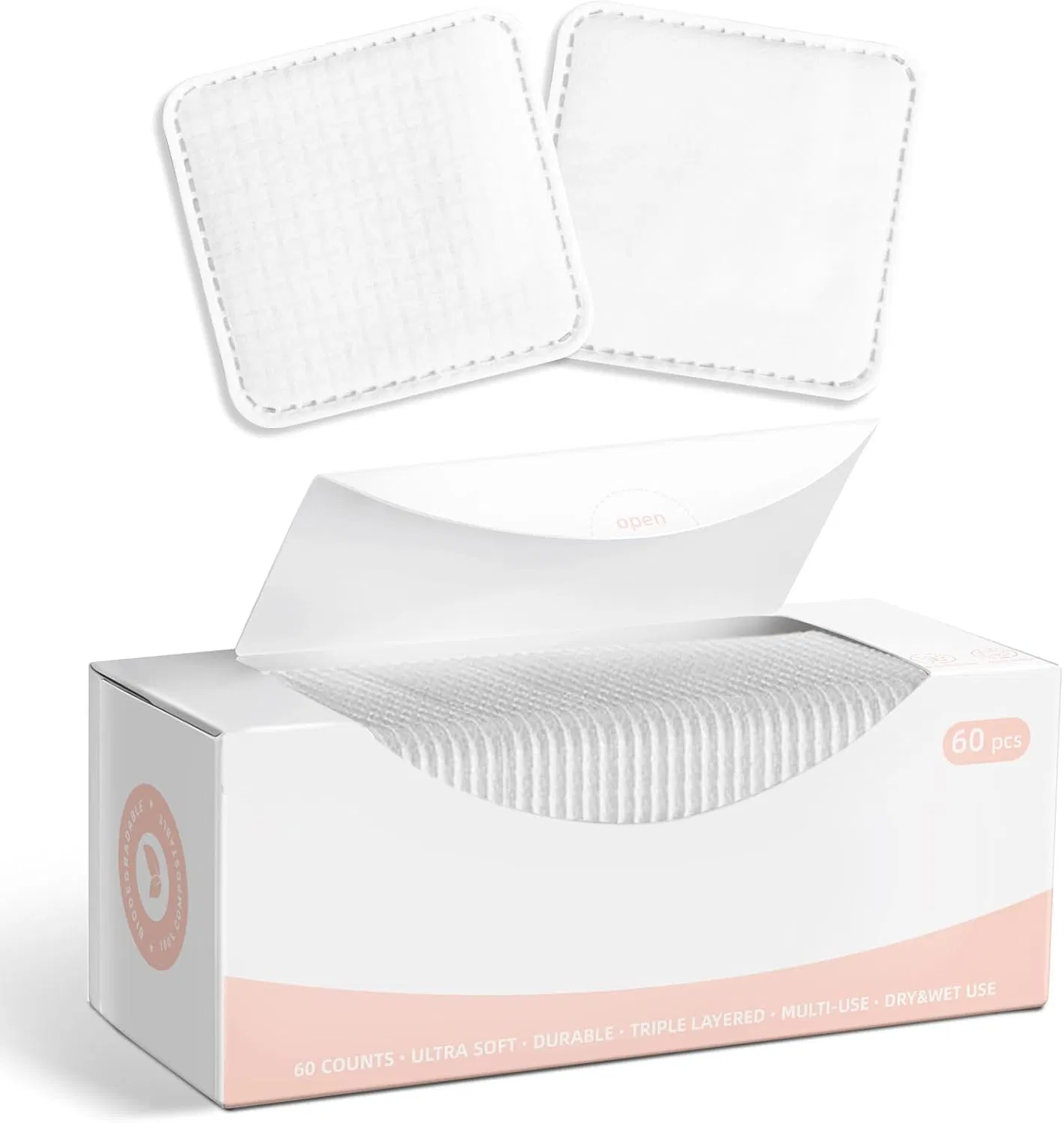 Makeup Square Cotton Pads 100% Cotton Not to Shed or Fall Apart