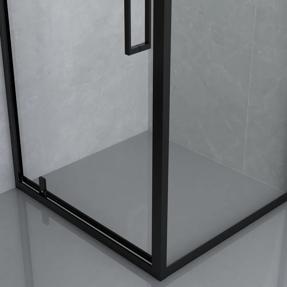 Bathroom 6mm Transparent Glass Black Aluminum Framed Shower Cubicle for Sale
