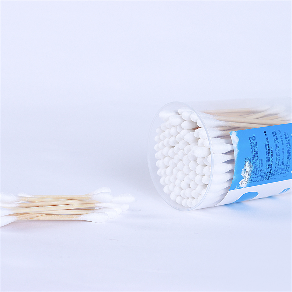 Basic Customization 100PCS Bamboo Stick Double Round Head Cotton Bud for Make up