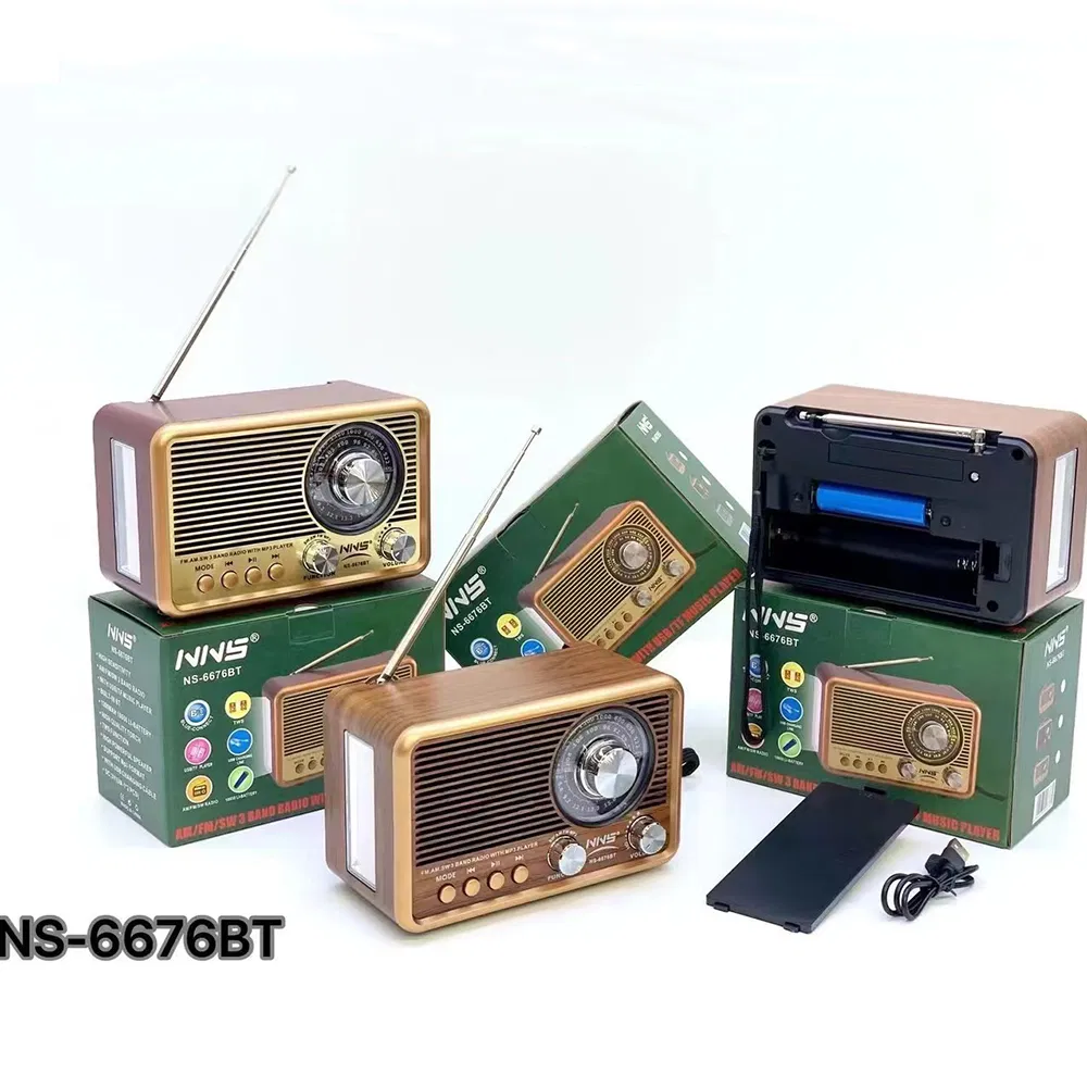 Радио-колонка NS-6676BT в деревянном корпусе с Bluetooth