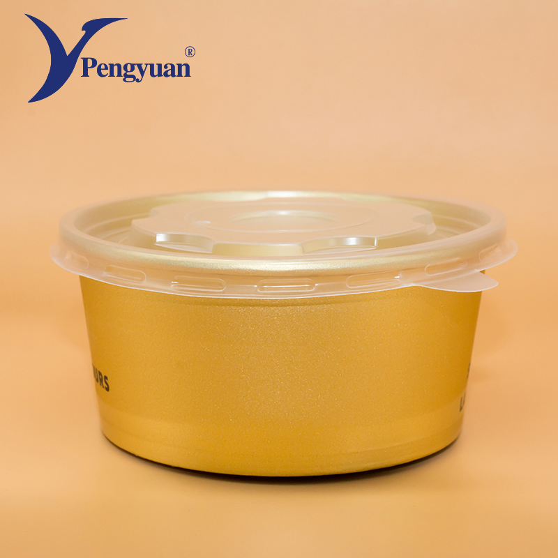 Food Grade Disposable Take Away Food Packaging Kraft Paper Salad Bowl