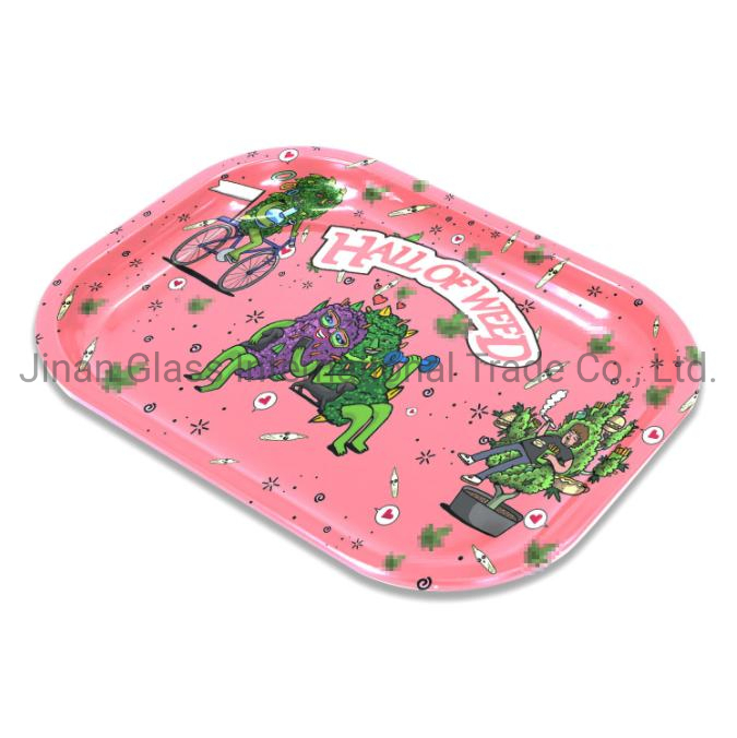 2022 New 18 * 14cm Tinplate Cigarette Tray Cartoon Pattern Cigarette Tray Smoking Set