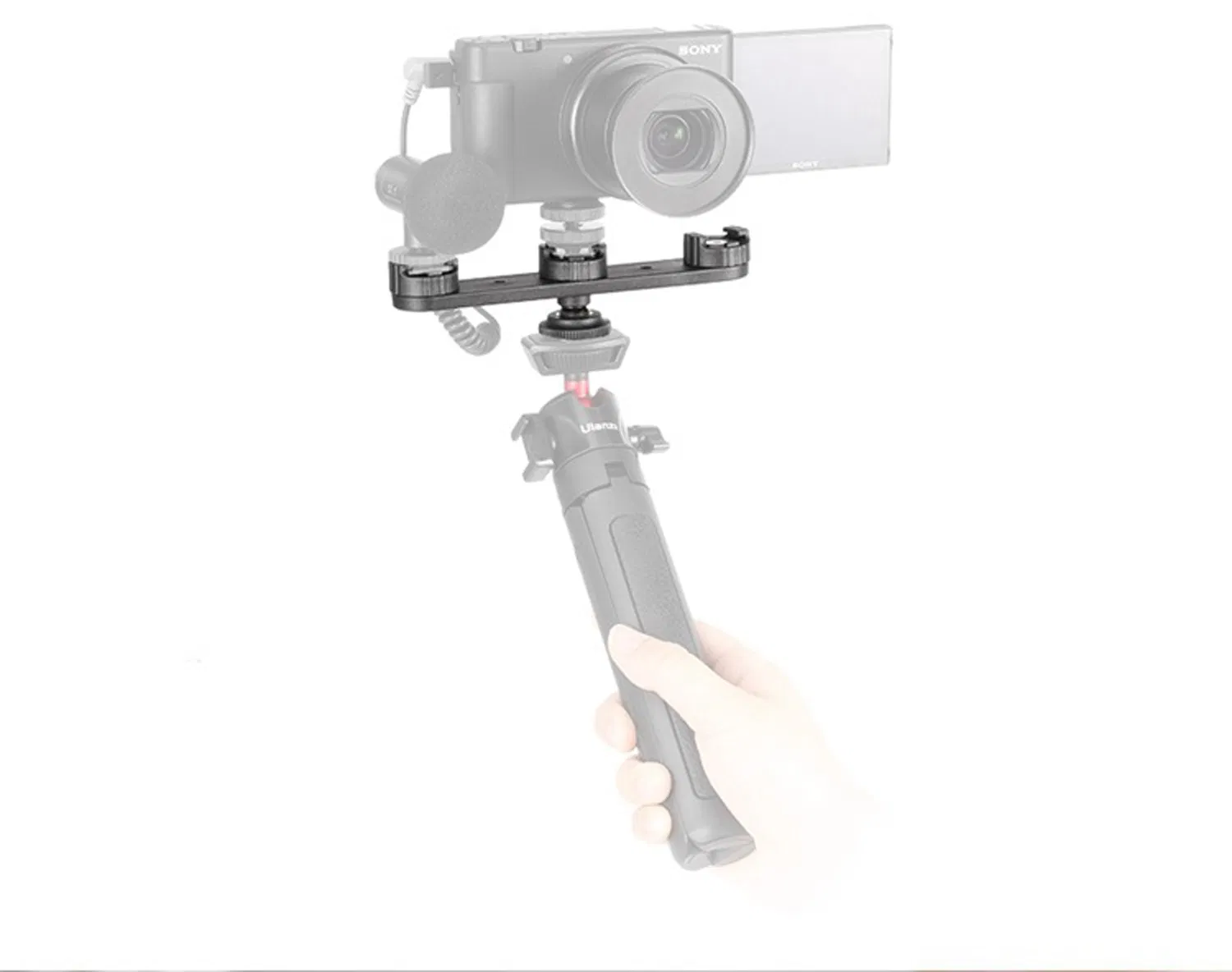 PT-23 Triple Hot Shoe DSLR Plate Microphone LED Video Light Stand Gimbals Extendable Bar Vlog Accessories Kits Camera Cold Shoe Extension Mount