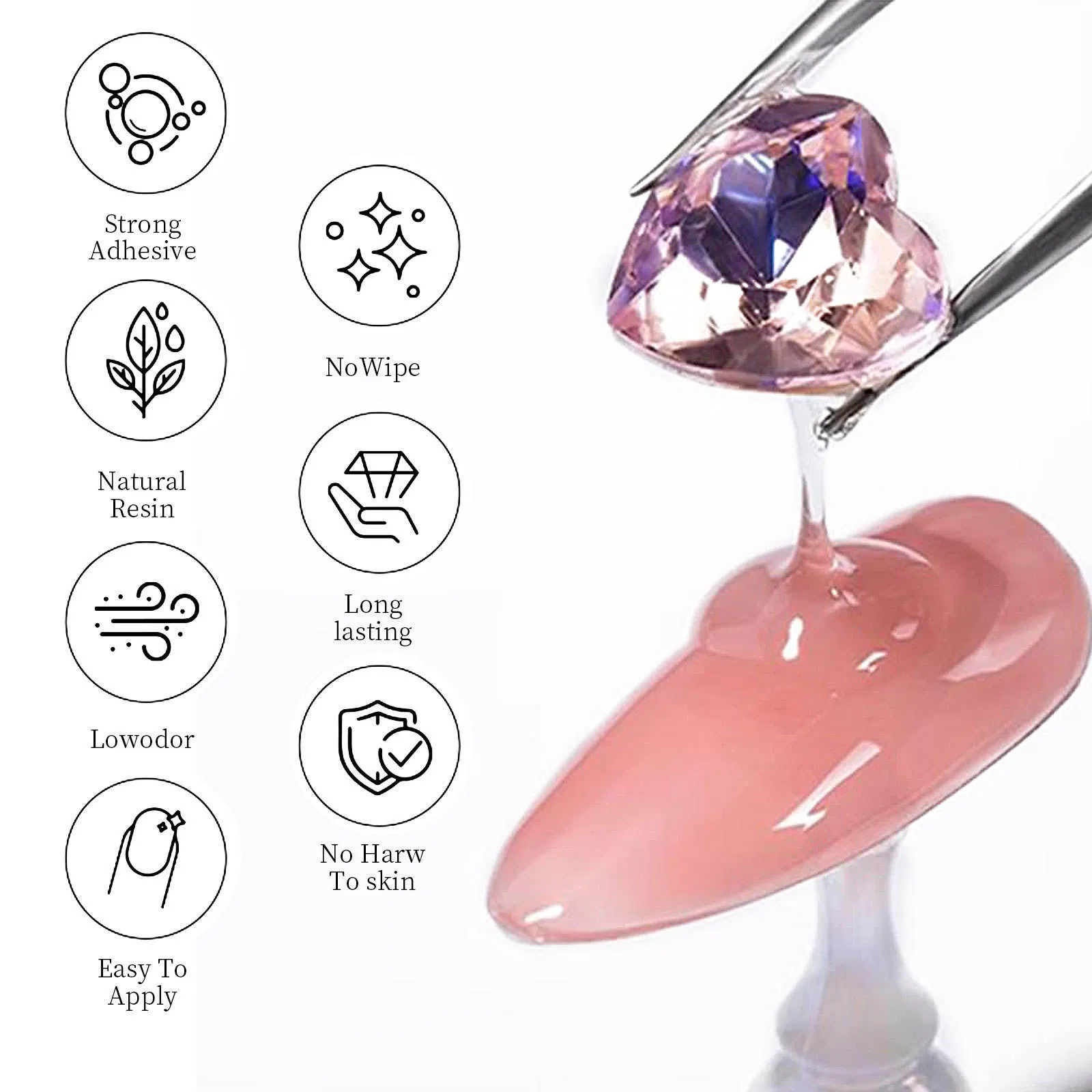 No Wipe Clear for Nail Designs 30g Rhinestone Glue UV Gel Polish