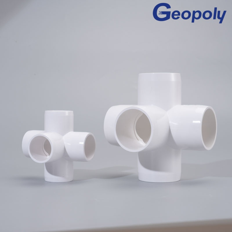 Multi-Size Compatible PVC Three-D Five-Way Connector for Mixed Diameter Pipe Installation