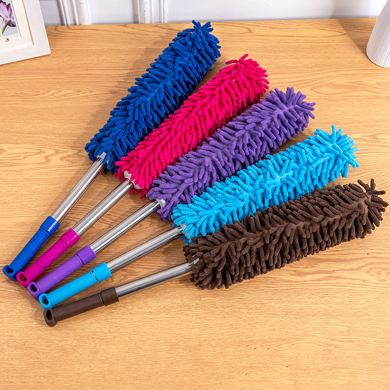 Creative Retractable Stainless Steel Chenille Duster for Household Retractable Rod Feather Duster