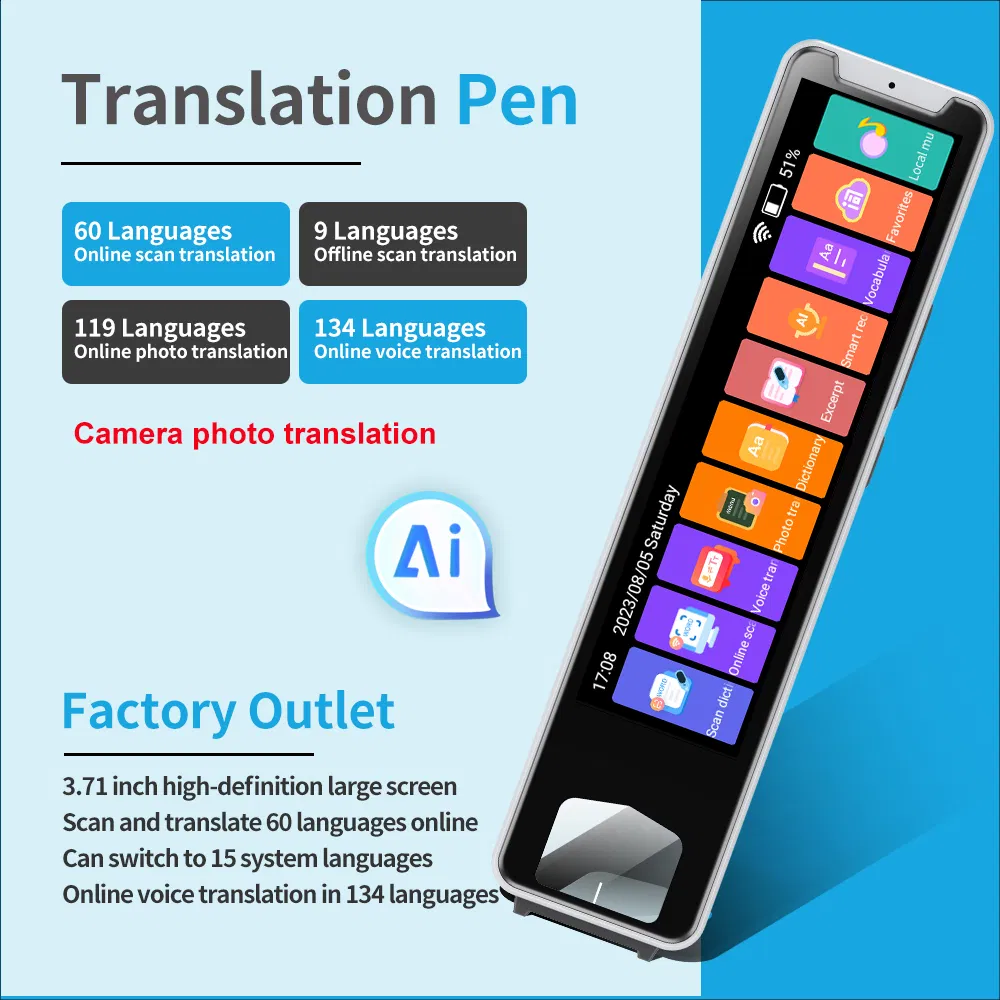 New launched China manufacture wifi portable realtime language AI translation pen with offline and online translator voice reading language translation SP32