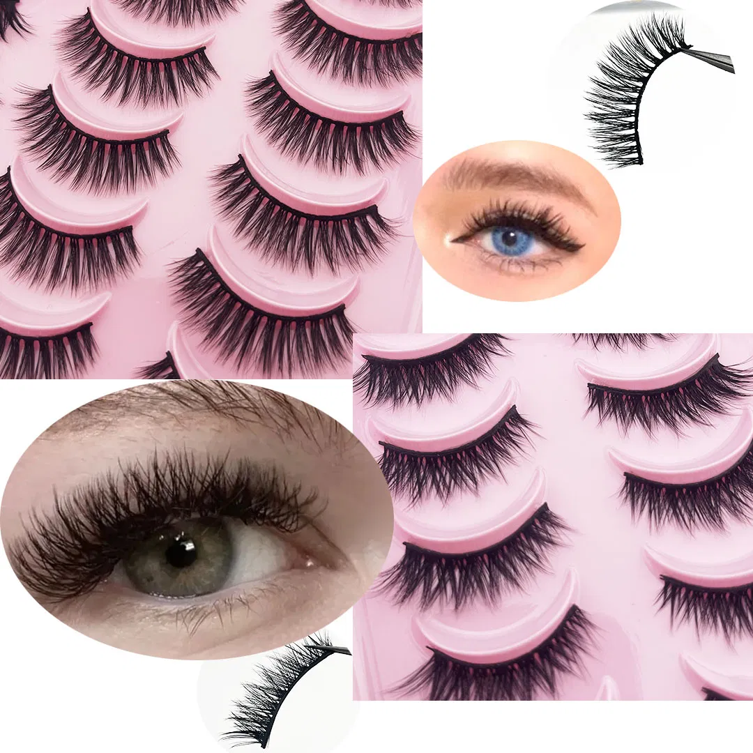 Wispy Fluffy False Eyelashes Made From Faux Mink, Cat-Eye Lashes, Soft and Reusable Strip Lashes