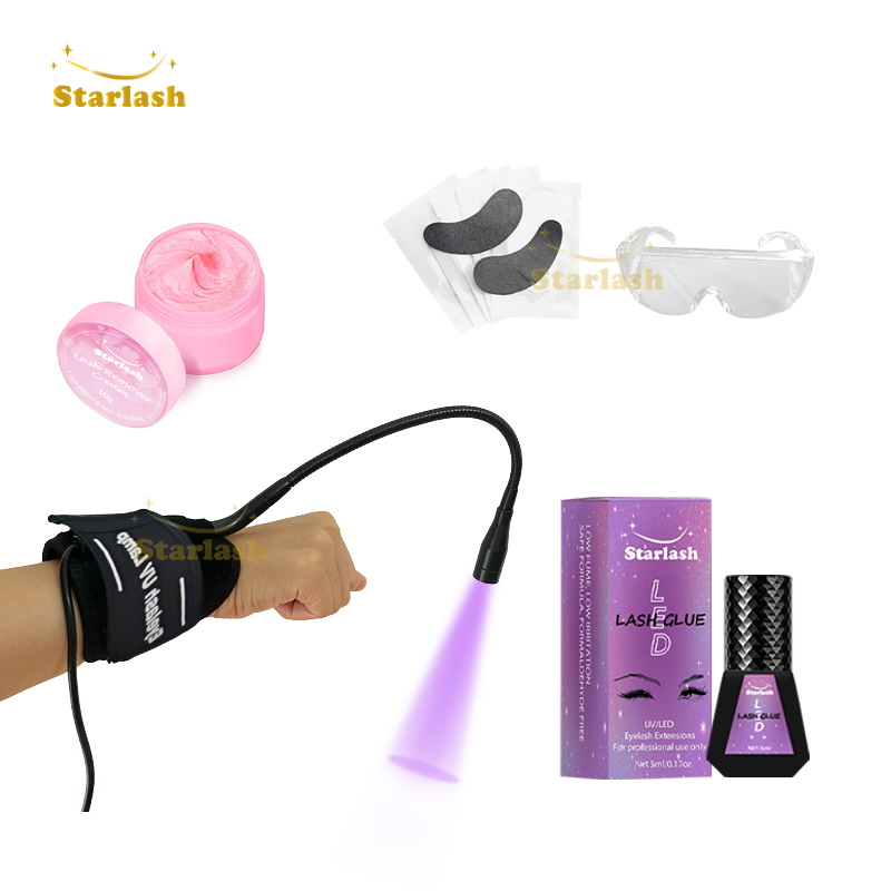 Star Lash LED UV Foot Pedal Eyelash Long Retention UV LED Lash Extension Glue Wrist UV Lamp Kit