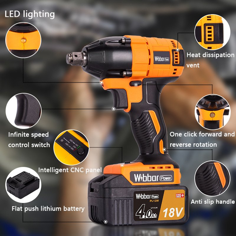 21V Brushless Lithium Battery Bare Metal Impact Wrench