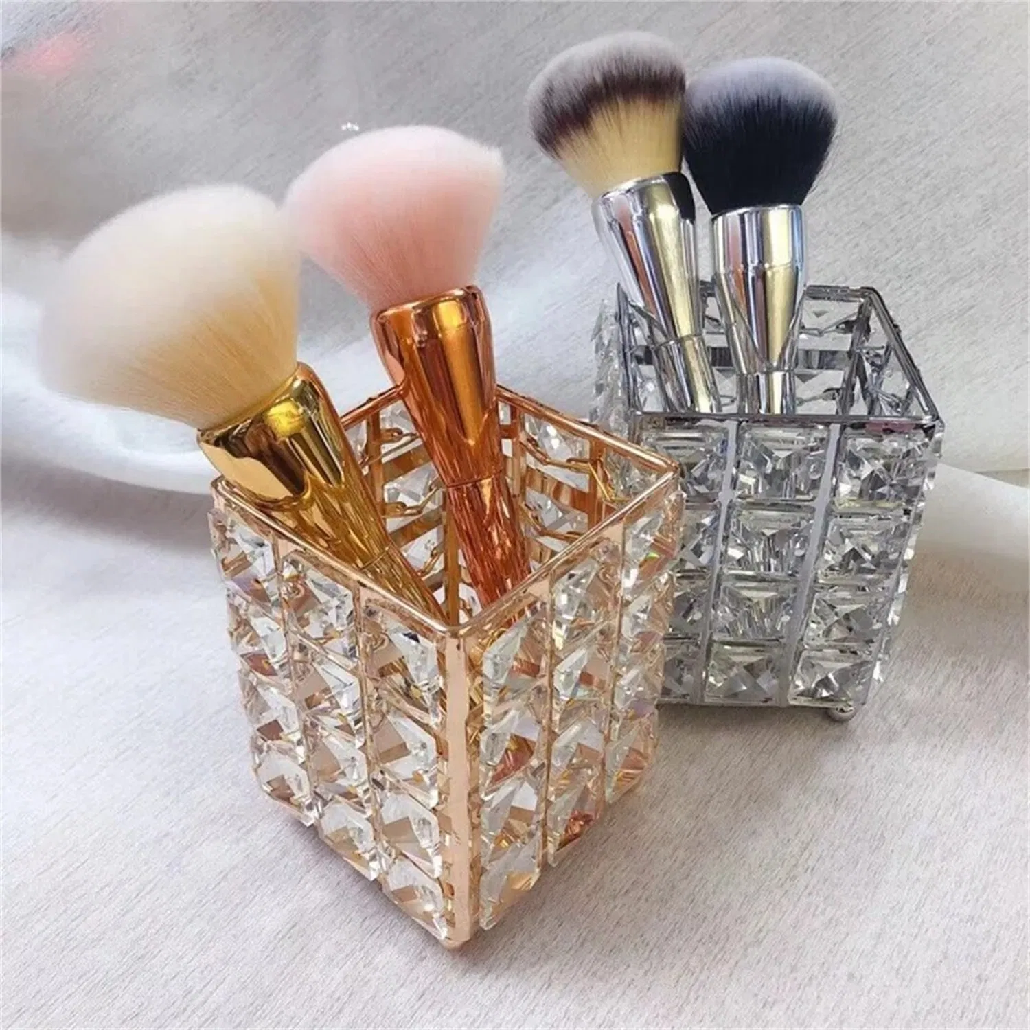 Nail Art Crystal Glass Pen Holder Storage Box Fashion European Desktop Barrel Nail Brush Tool Professional Decoration Barrel Storage Holder
