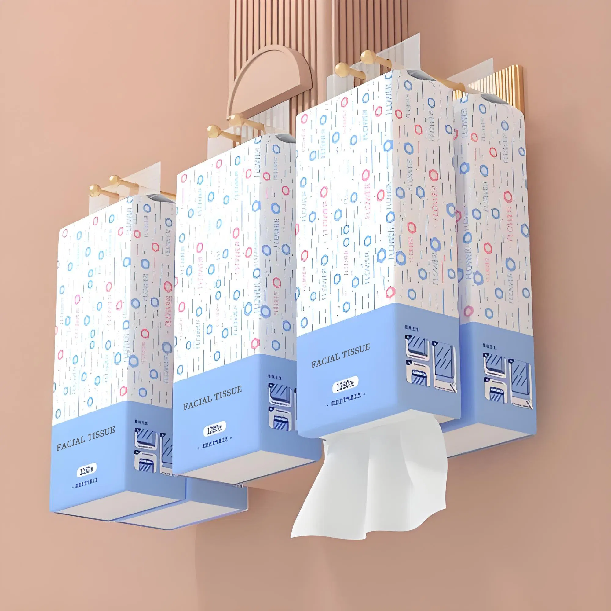 Customized 3ply Kleenex 1000 Sheets Hunginged Wall Mounted Facial Tissue Paper