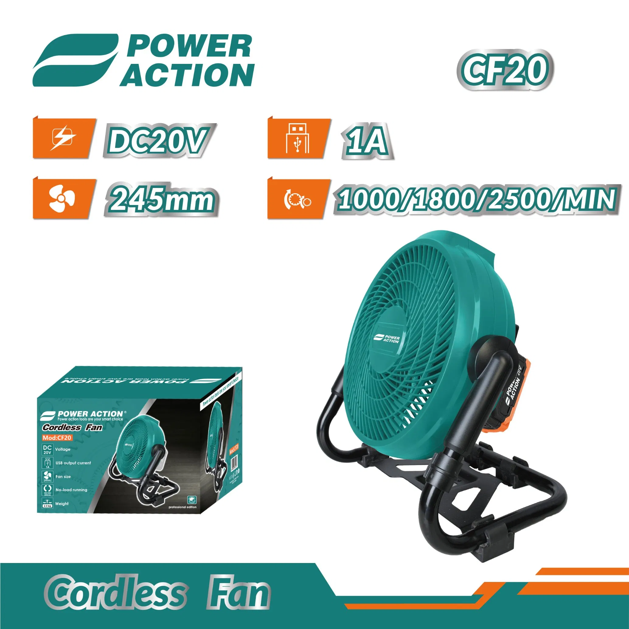 20V Electric Rechargeable Lithium Battery Outdoor Industrial Small Cordless Fan