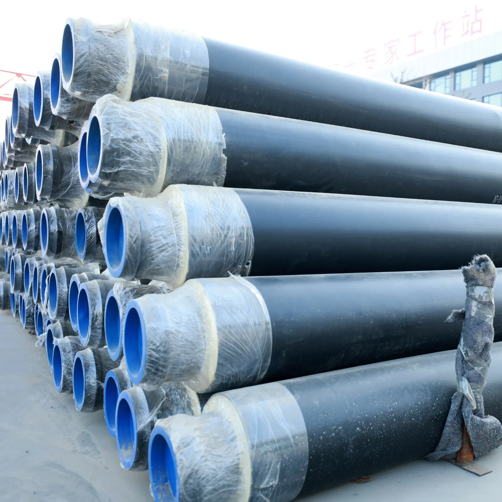 DN350mm Polyurethane Coating HDPE Pre-Insulated Pipes with Polyurethane Insulation Shells for Heat Transferring Pipelines