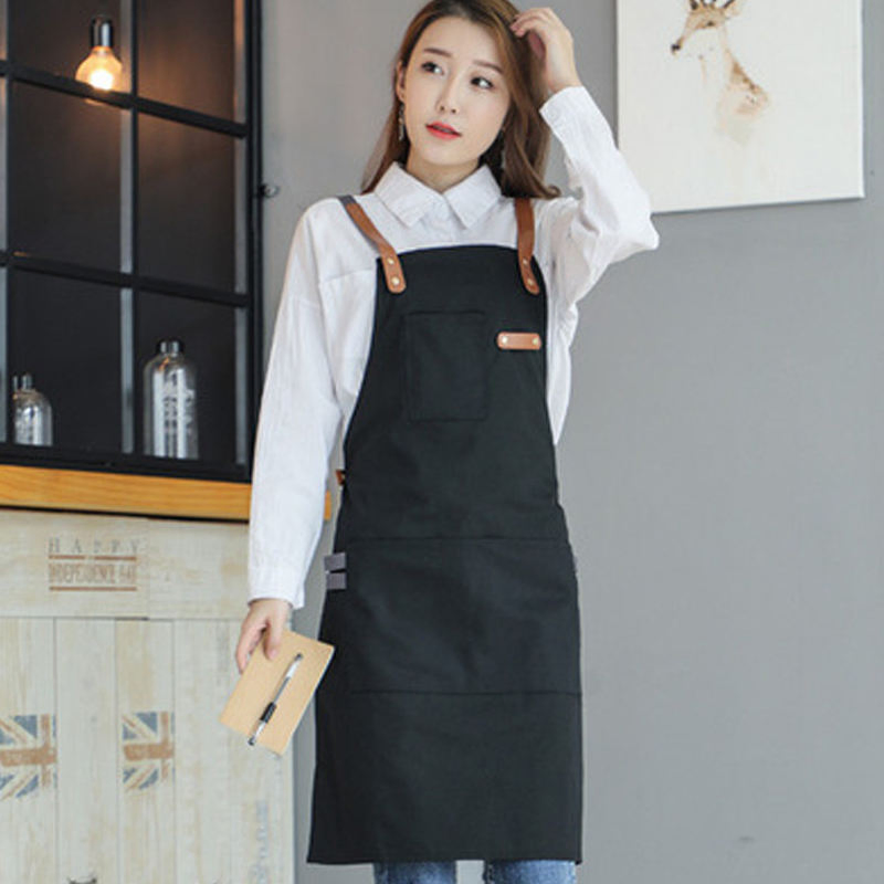 Japanese Style Adjustable Straps Chef Apron Reusable Canvas Kitchenware with Printed Logo for Cleaning