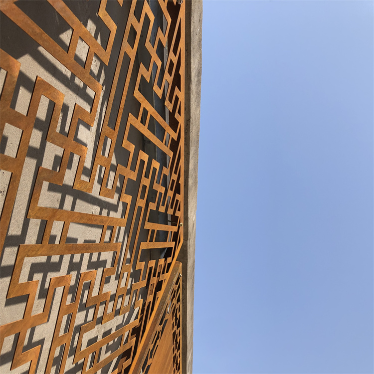 CNC Router Perforated Laser Cutting Room Partition Divider Curtain Wall Corten Steel Screen Panel