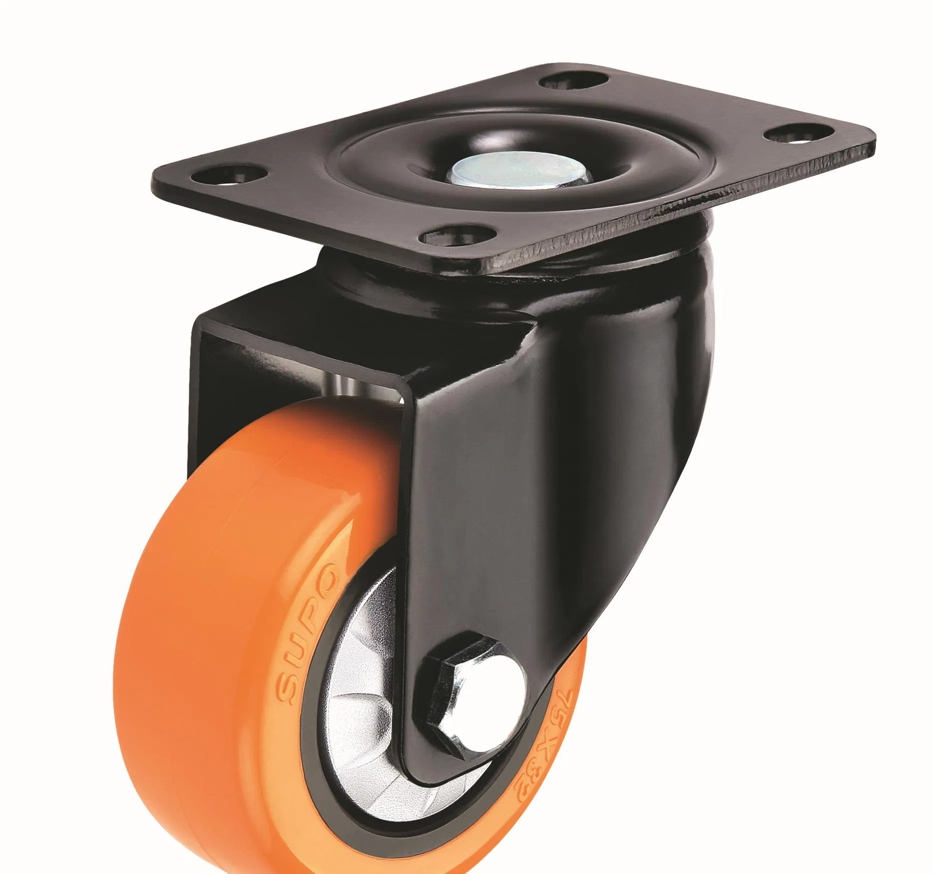 Trolley Wheel, Heavy Duty Solid Polyurethane Trolley Industrial Caster Wheel, 6 Inch Caster Wheel with Polyurethane, Swivel Caster with PU Wheel