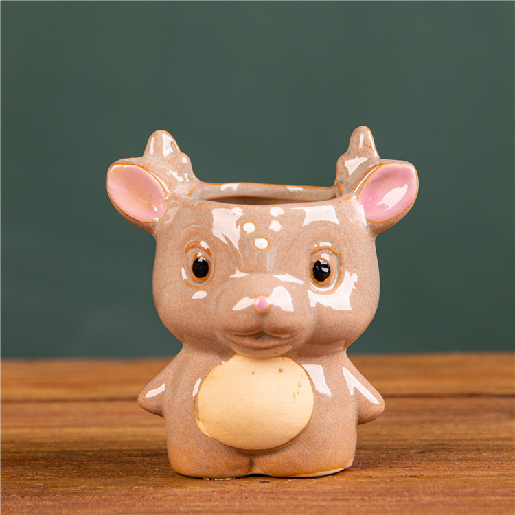 Горшки керамические мини для цветов олень