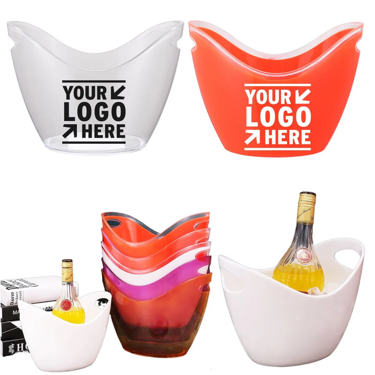 Ice Bucket Beverage Tub Champagne Wine Bucket Plastic Acrylic Tub for Parties