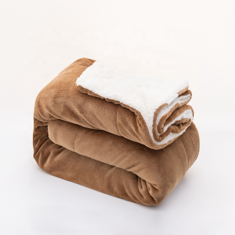 OEM Custom Home Bedding Indoor Fleece Flannel High Quality Reversible Sherpa Velvet Washable Blanket