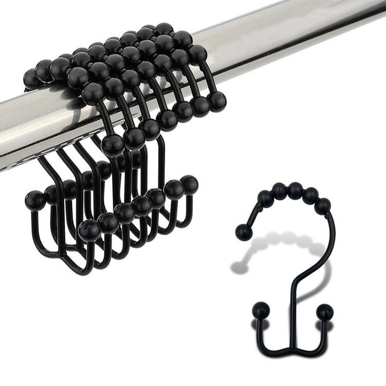 12 Stainless Steel Rust Proof Double Glide Roller Bathroom Curtain Hook
