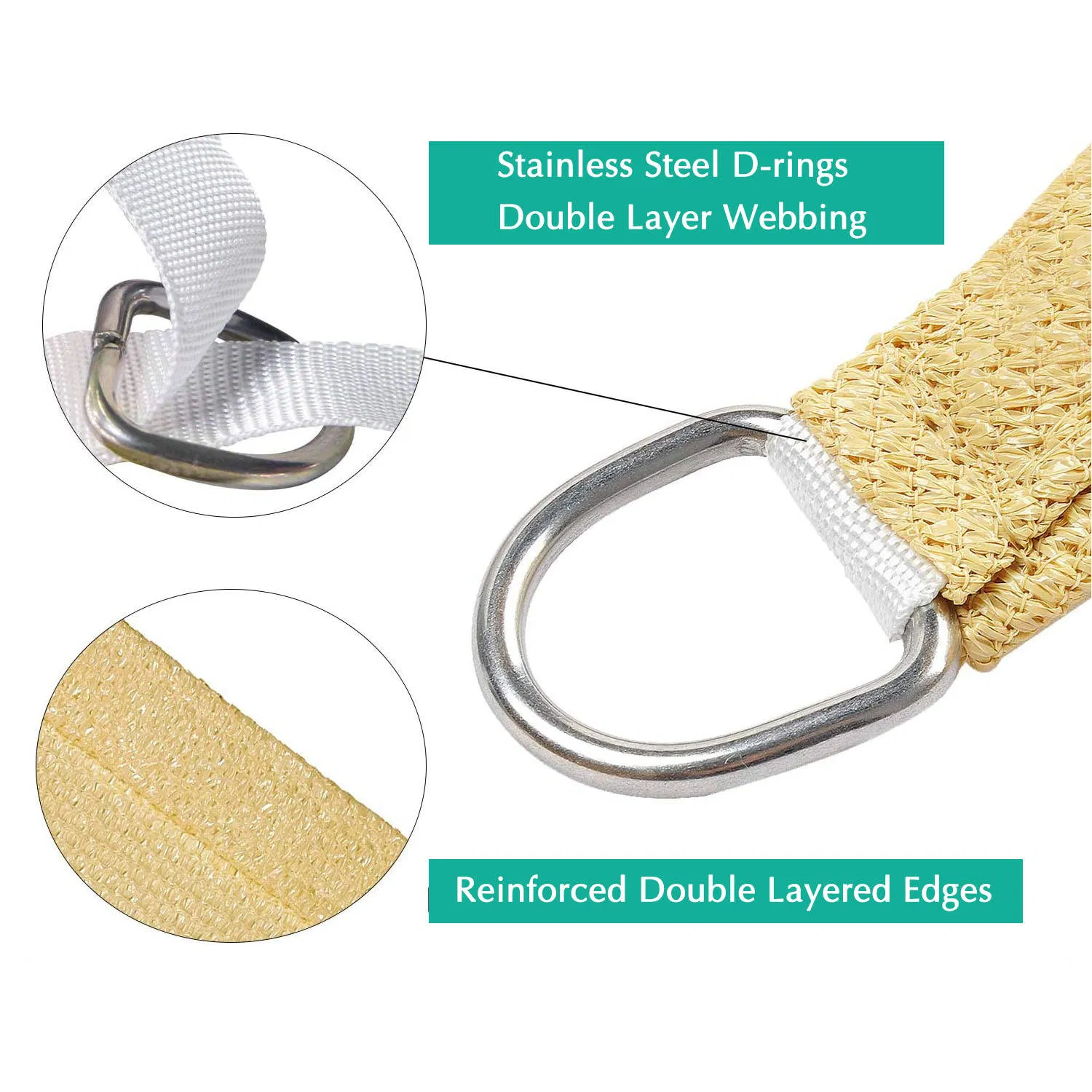 Outdoor Triangle Sun Shade Sail UV Resistant Awning for Patio Garden