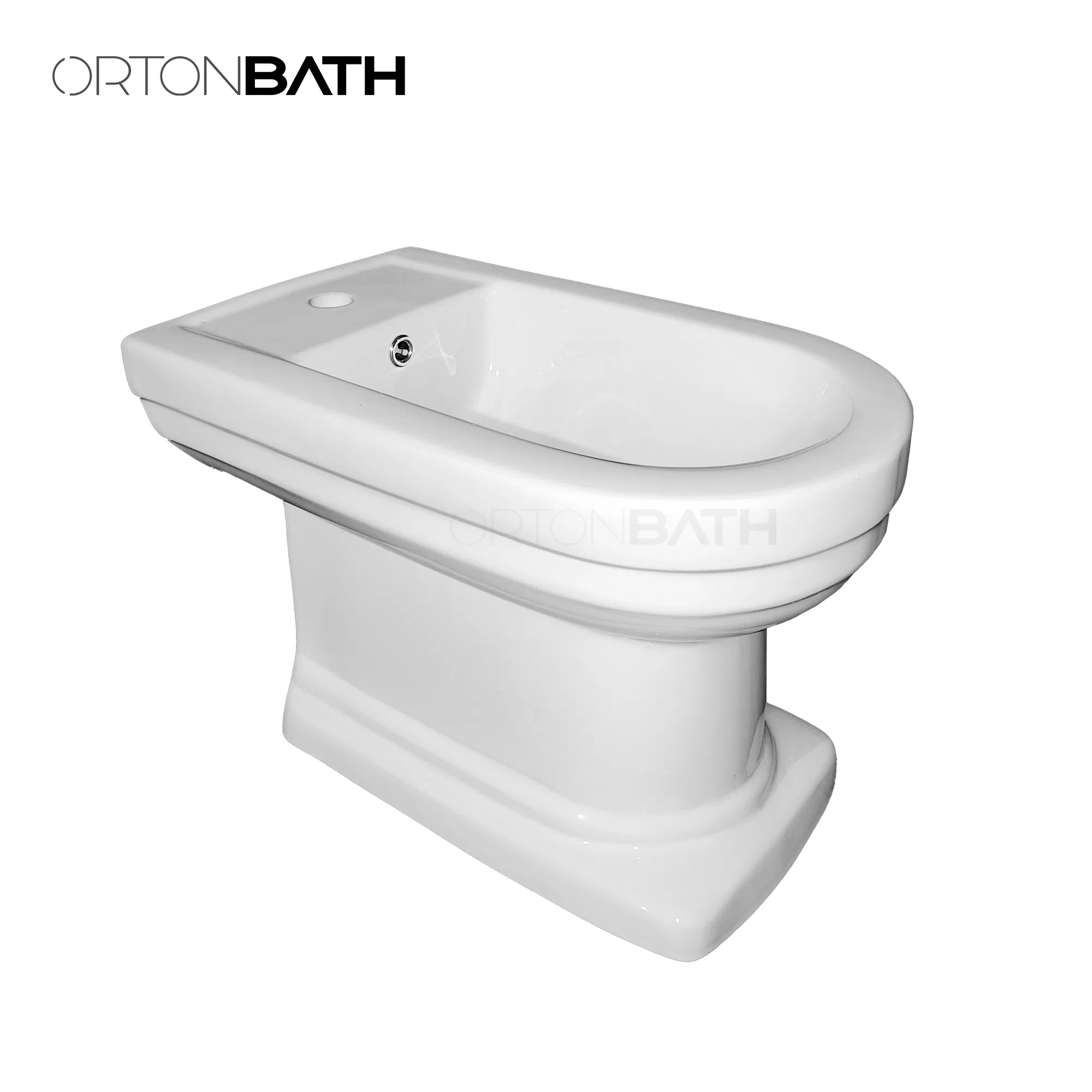Ortonbath Vintage Style Floor Mounted Toilette Bidet Freestanding Bidet One Piece Ceramic Wc Toilet Bidet Special Care Toilet Bidet with 1 Tap Holes