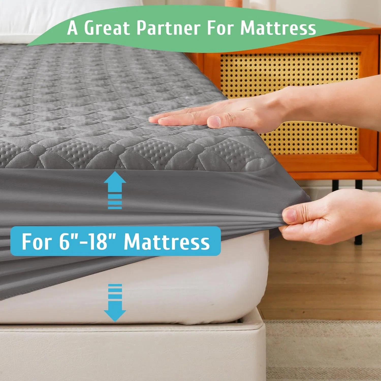 Waterproof Mattress Protector Soft Breathable Mattress Pad Cover with Deep Pockets