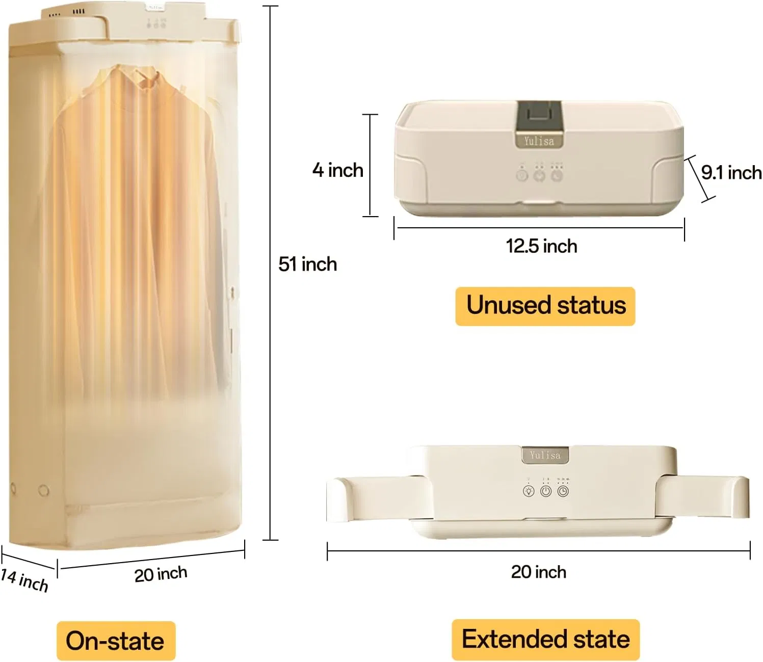 Ds-1088 Hot Dryer Portable Clothes Dryer for Apartments Dormitory Business Trips,Portable Clothes Drying Bag,Remote Control Electric Dryer Amazon Hotsale Dryer