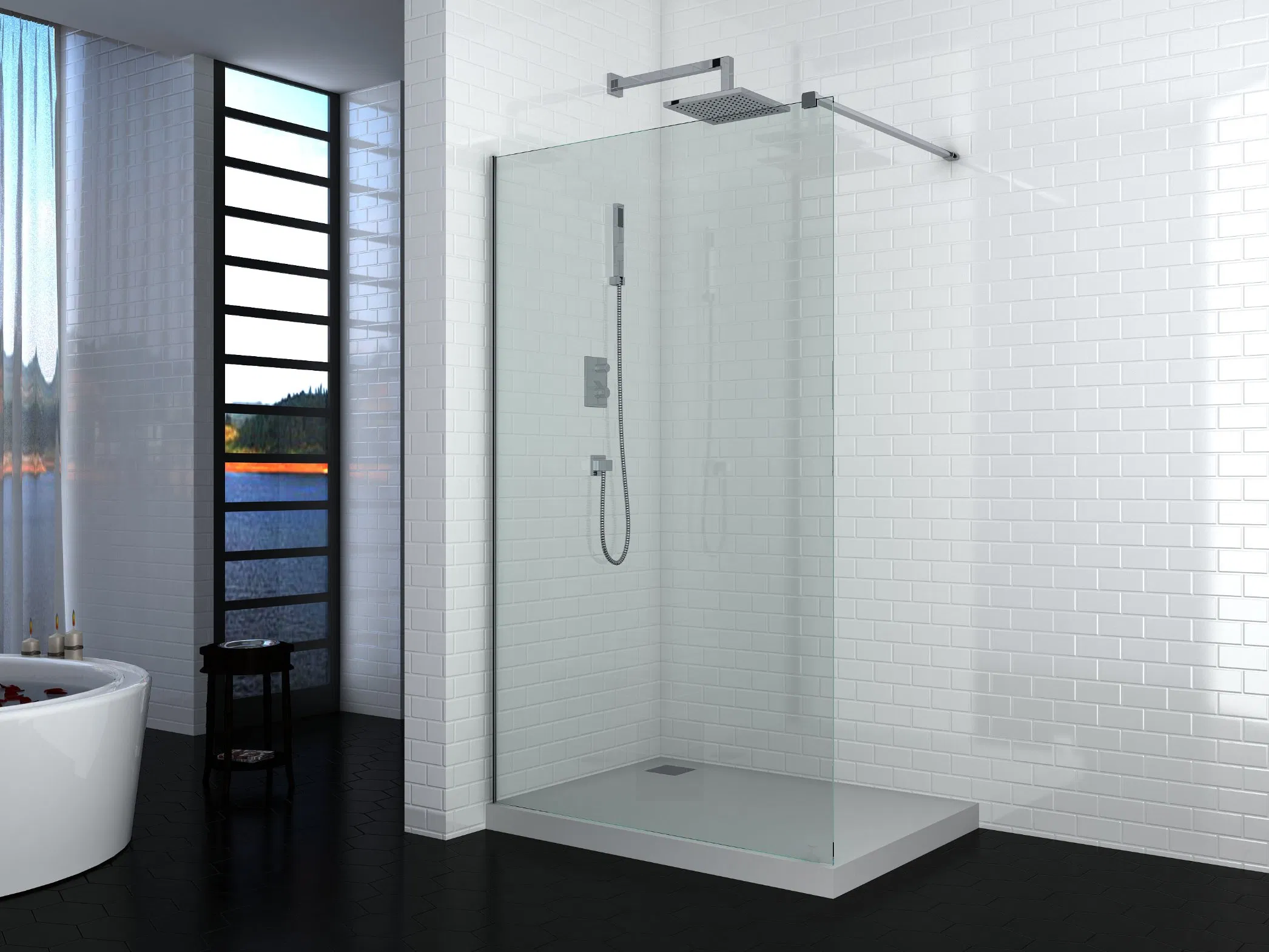 Modern Rectangle Straight Walk in Glass Shower Door Factory Shower Screen