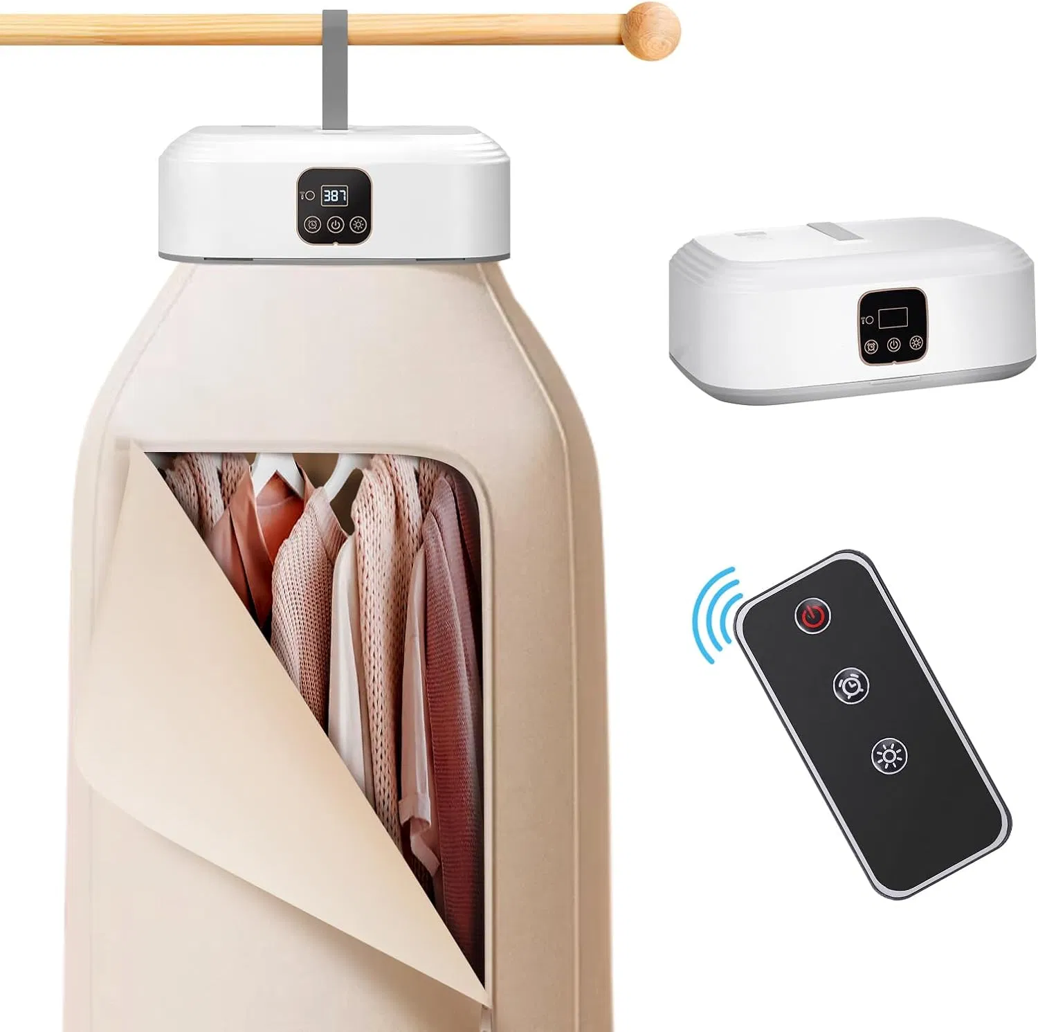 Ds-1081 Portable Clothes Dryer Mini Laundry Dryers with Remote Control, Small Compact Foldable Electric Drying Machine with Dry Bag for Travel RV Home