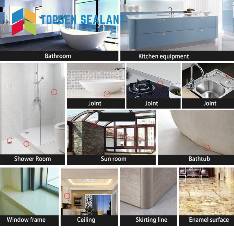 Chine Selante De Silicone Acetico Da Topsen Para Azulejos De Cozinha E Banheiro