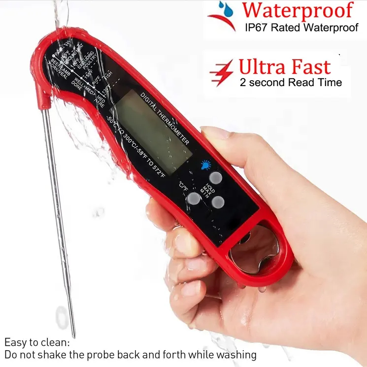 Digital Instant Read Meat Thermometer Waterproof Kitchen Food Cooking Thermometer with Backlight LCD for BBQ Grilling Smoker