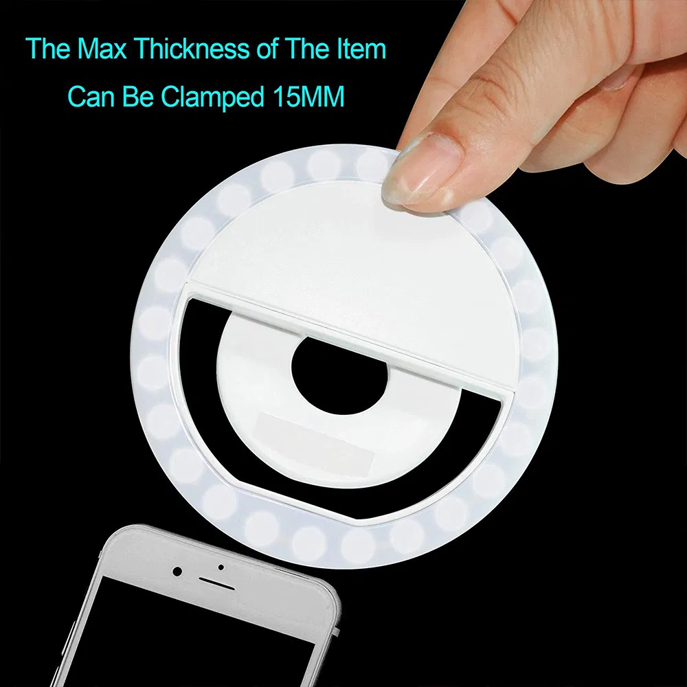 Customized Logo Rechargeable USB LED Smartphone Selfie Ring Light for Cell Phone