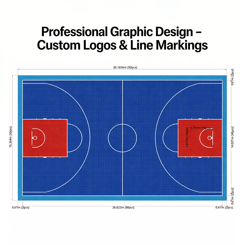 Экологичные спортивные плитки для баскетбольной площадки