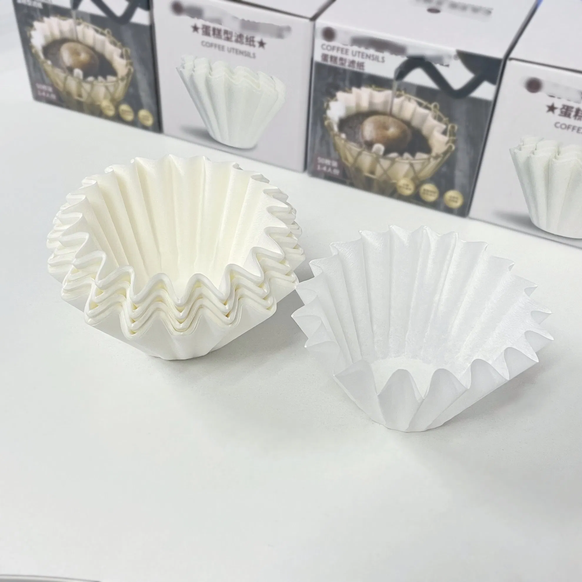 Durable Natural and Wood Pulp Color Basket Bowl Shape Coffee Filter Paper 6-10 Cups Coffee Maker