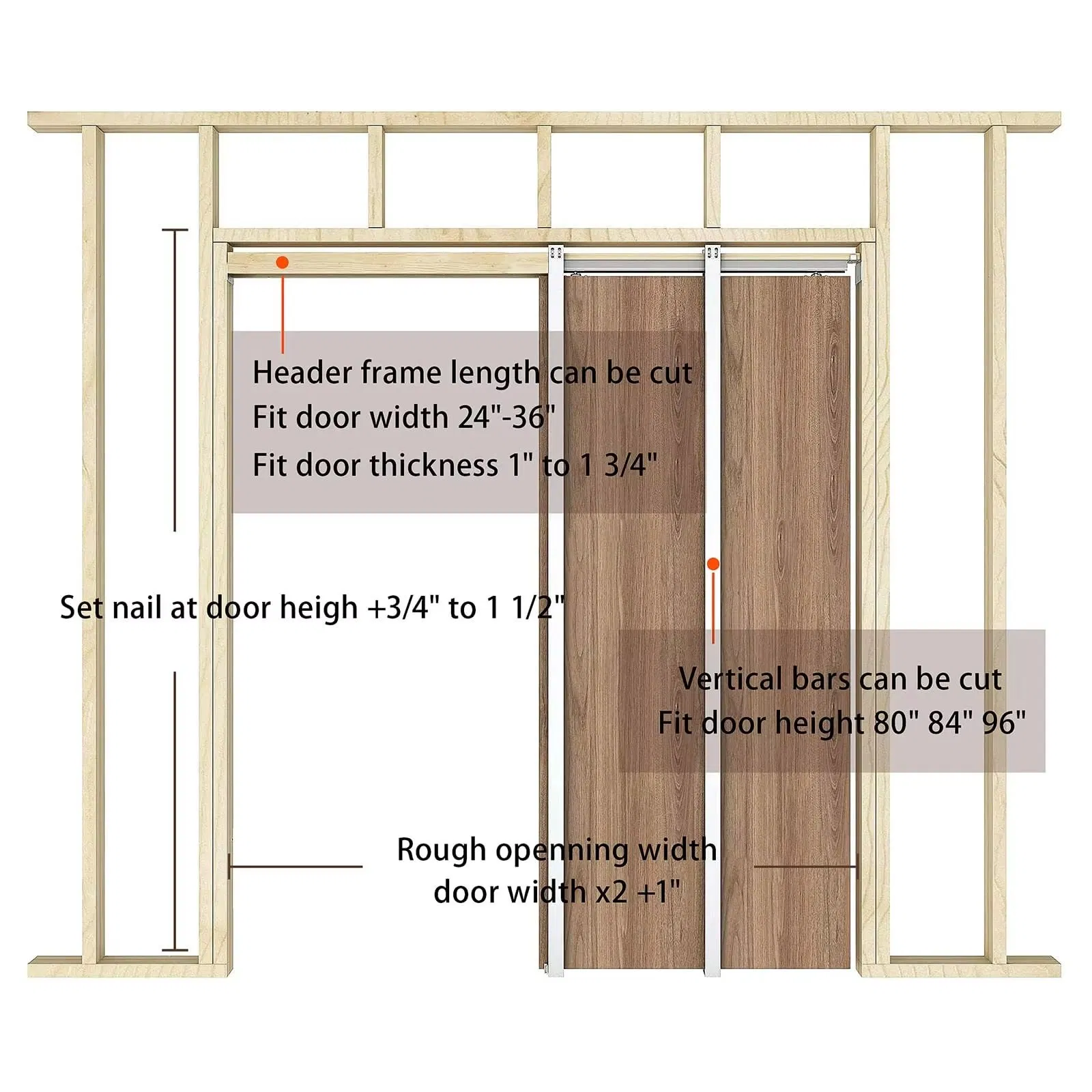 Durable Smooth Operation Easy Installation Quiet Hidden Pocket Door Hardware Kit