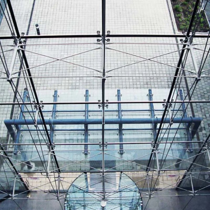 Hidden Frame Full Glass Window Wall Point Structual Support Double Glazed