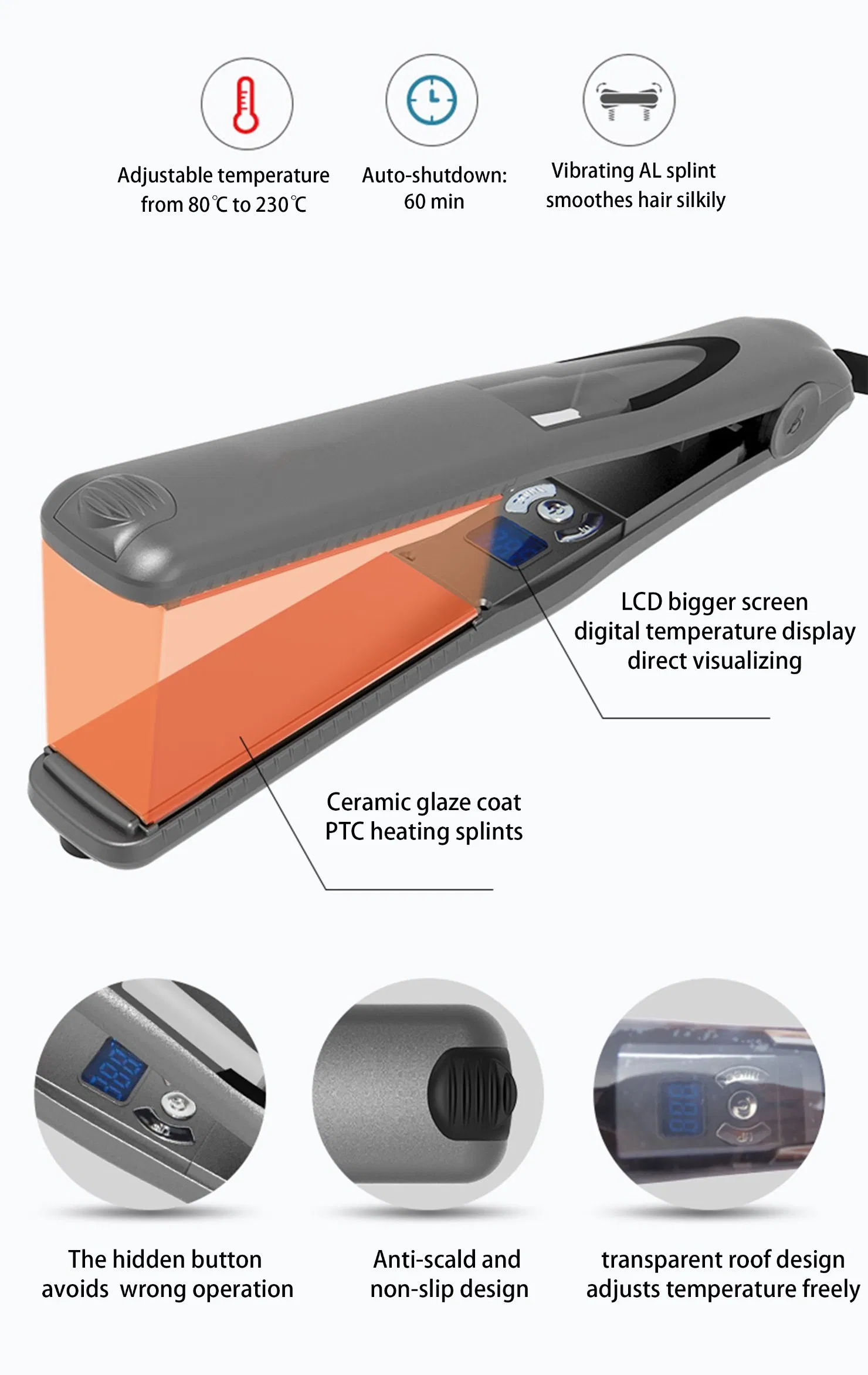 Ceramic Plate Straightening Iron for Personalized Hair Care and Styling