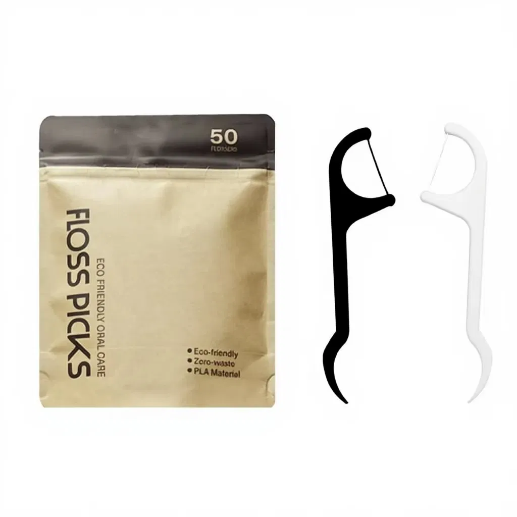 Bamboo Charcoal Dental Floss Stick PLA Material Strong & Tough Highly Elastic for Teeth Cleaning OEM Brand