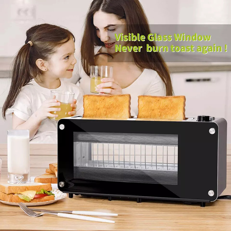 Glass Visible Window Electric Automatic Pop-up 2 Slice Bagel Toaster Oven Machine
