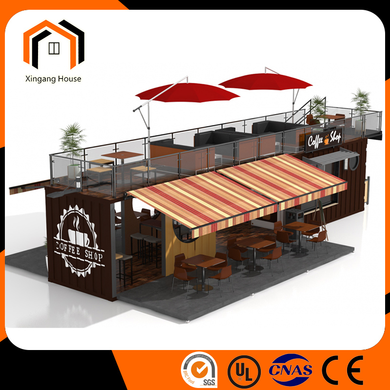 Two Story Popular 40FT Coffee Shop Shipping Container House Price Steel Structure Modular House Container House