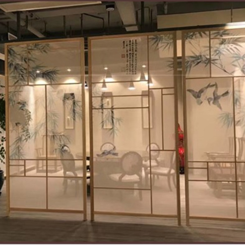New Chinese-Style Decorative Screen Made From Semi-Transparent Silk